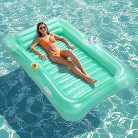 HeySplash inflatable pool float lounge with cup holder for easy drinks on the water