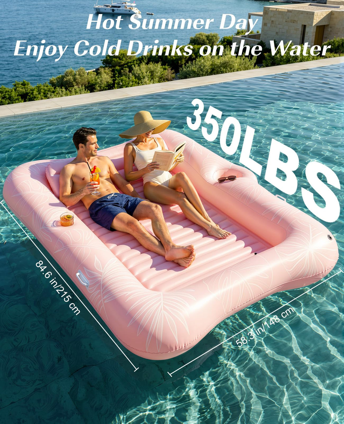 HeySplash large 84-64 inches pool float designed for two adults