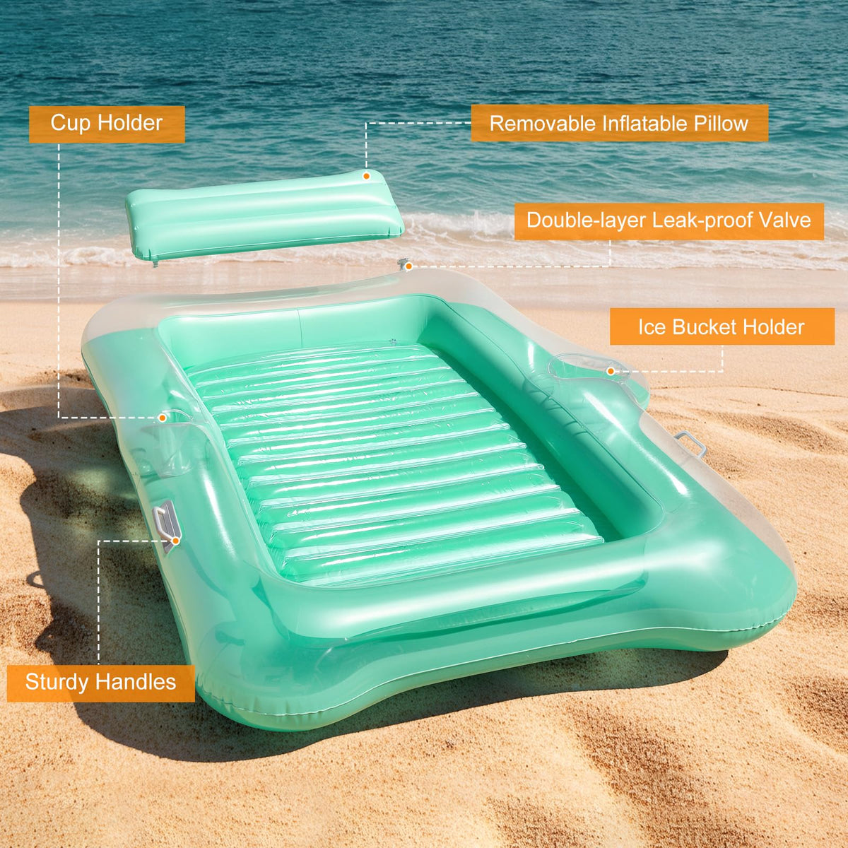 HeySplash large 210×128 cm float supports most adults in water