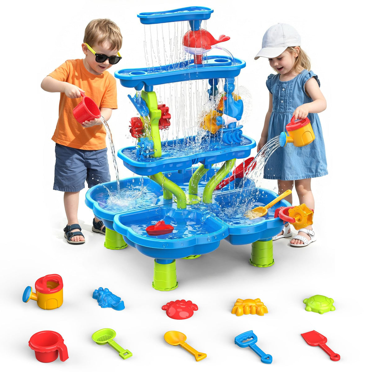 HeySplash water table 4-tier design for toddlers encourages cooperative outdoor play