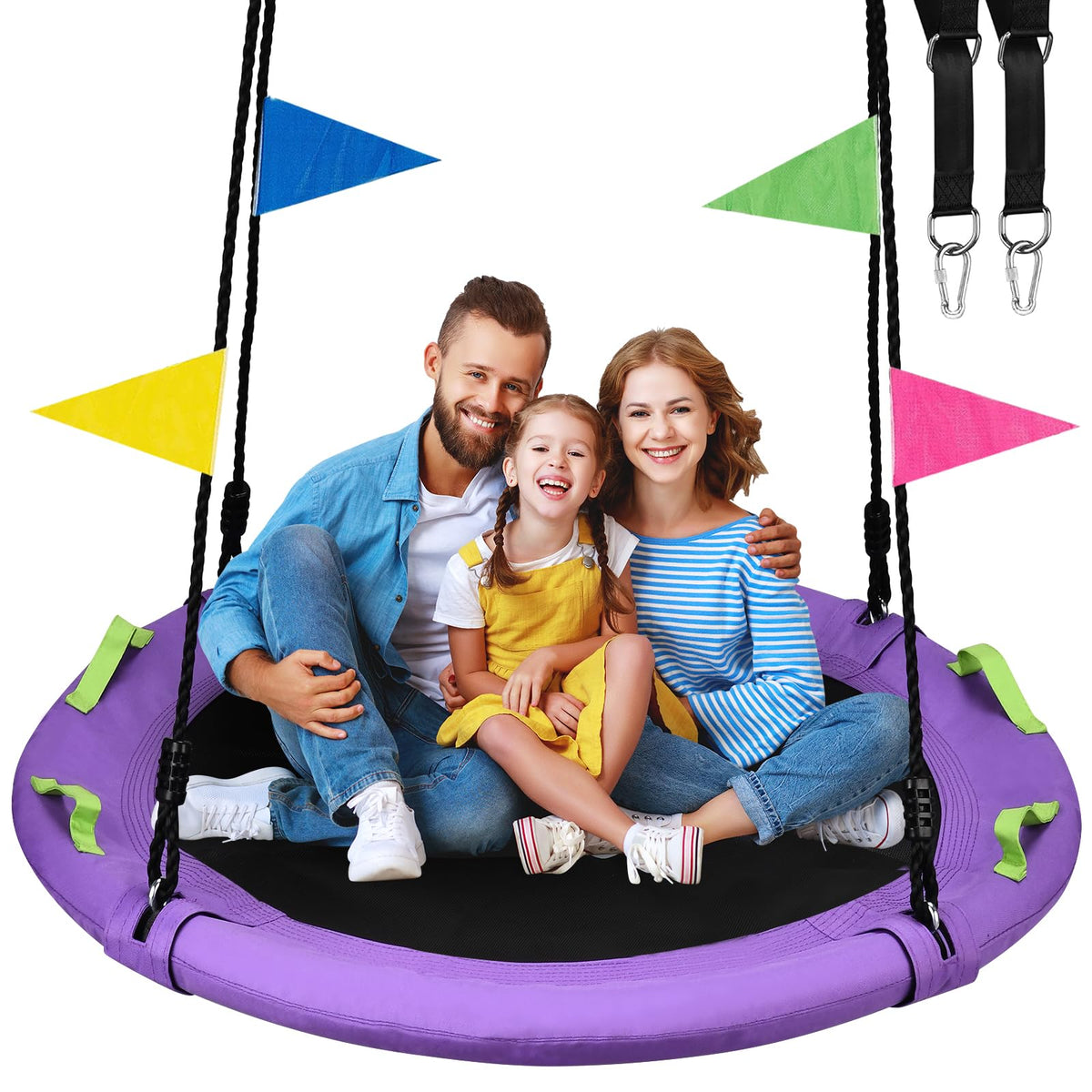 HeyZoo 48-inch tree swing saucer with sturdy frame for family fun