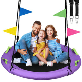 HeyZoo 48-inch tree swing saucer with sturdy frame for family fun