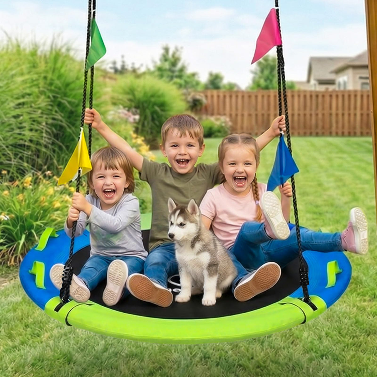 HeyZoo 360-degree swivel for dynamic spins and calm swings.