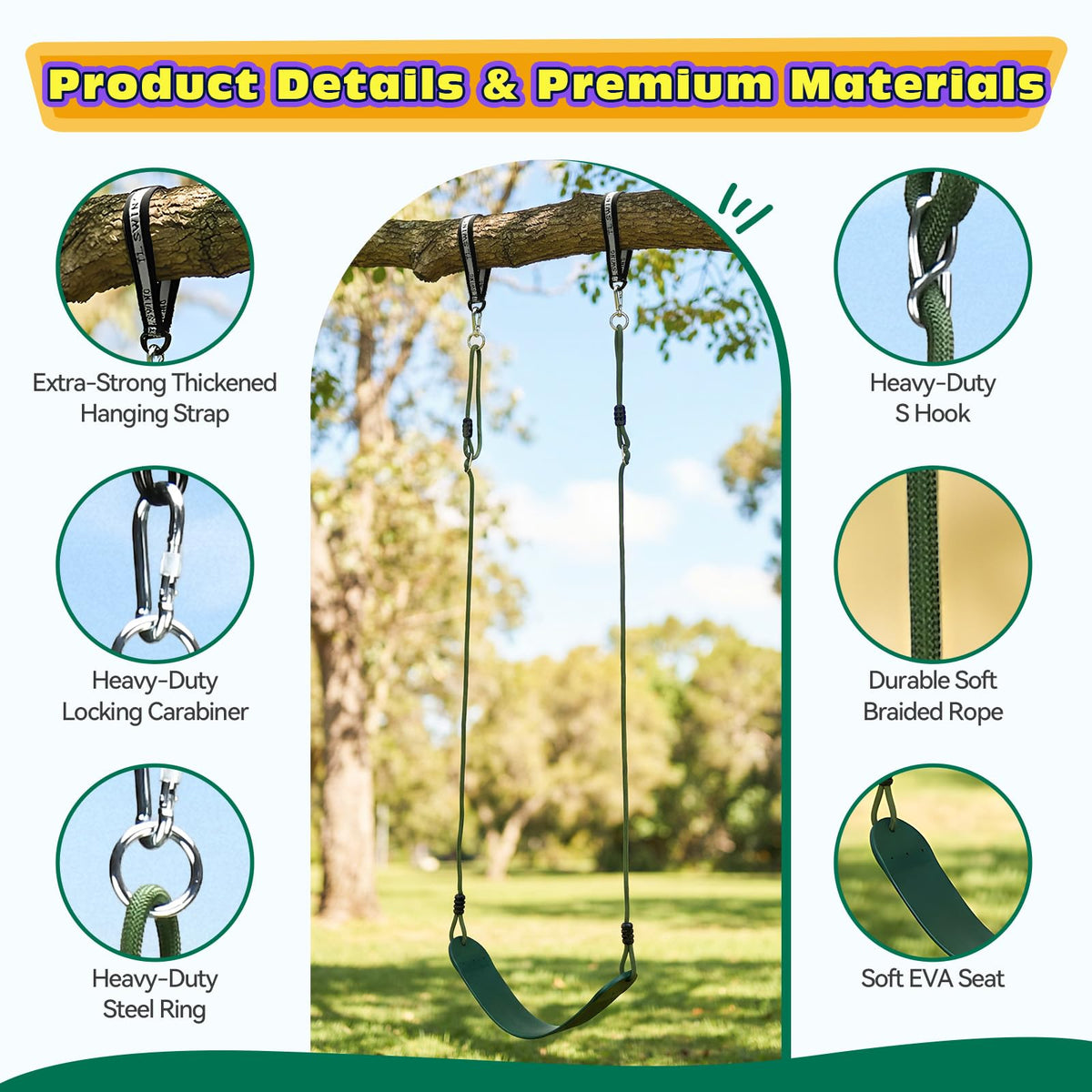 HeyZoo extension straps ready to fit trees or frames