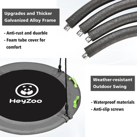 Close-up of HeyZoo galvanized frame showing durable construction