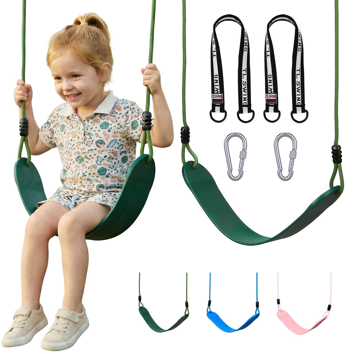 HeyZoo heavy-duty swing seat with adjustable rope for backyard fun