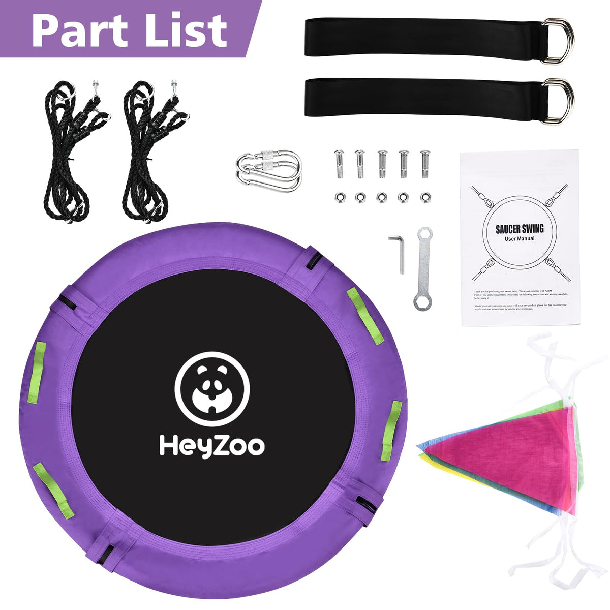 HeyZoo purple backyard swing adds vibrant, family-friendly appeal