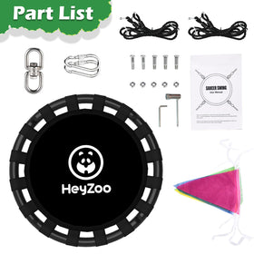 HeyZoo saucer swing family-friendly backyard activity for outdoor fun.