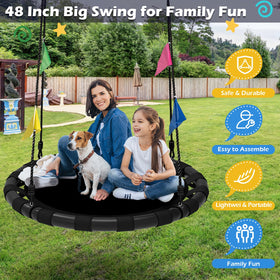 HeyZoo saucer swing galvanized frame close-up highlighting durability