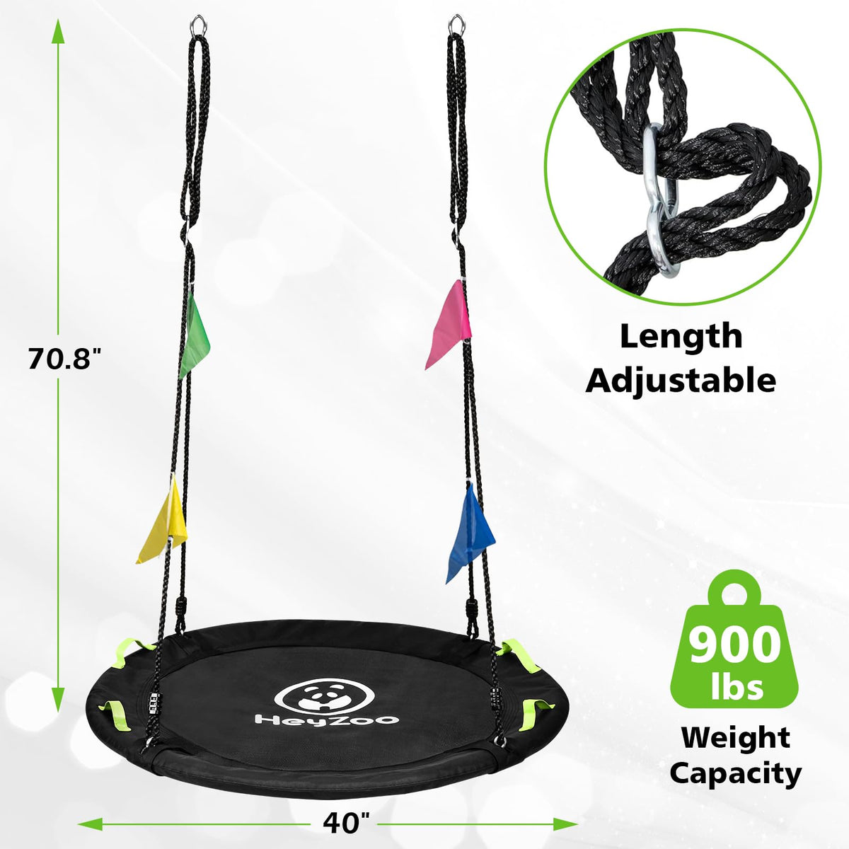 HeyZoo Tree Swing foam-padded frame delivers comfortable, crash-safe rides.