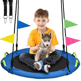 HeyZoo tree swing with foam-wrapped frame for safe, comfortable outdoor play.