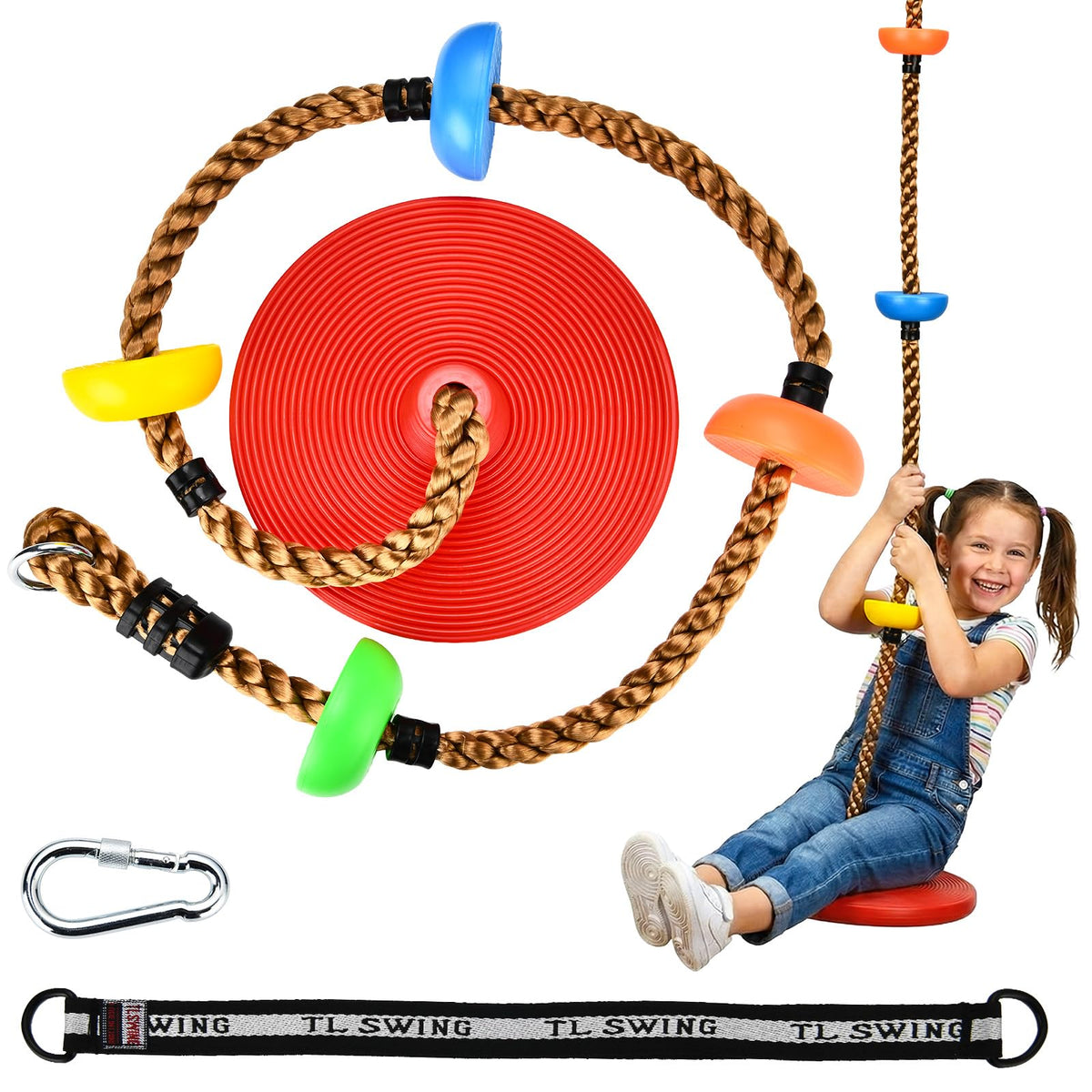 HeyZoo Tree Swing with large disc for stable seating and swinging outdoors