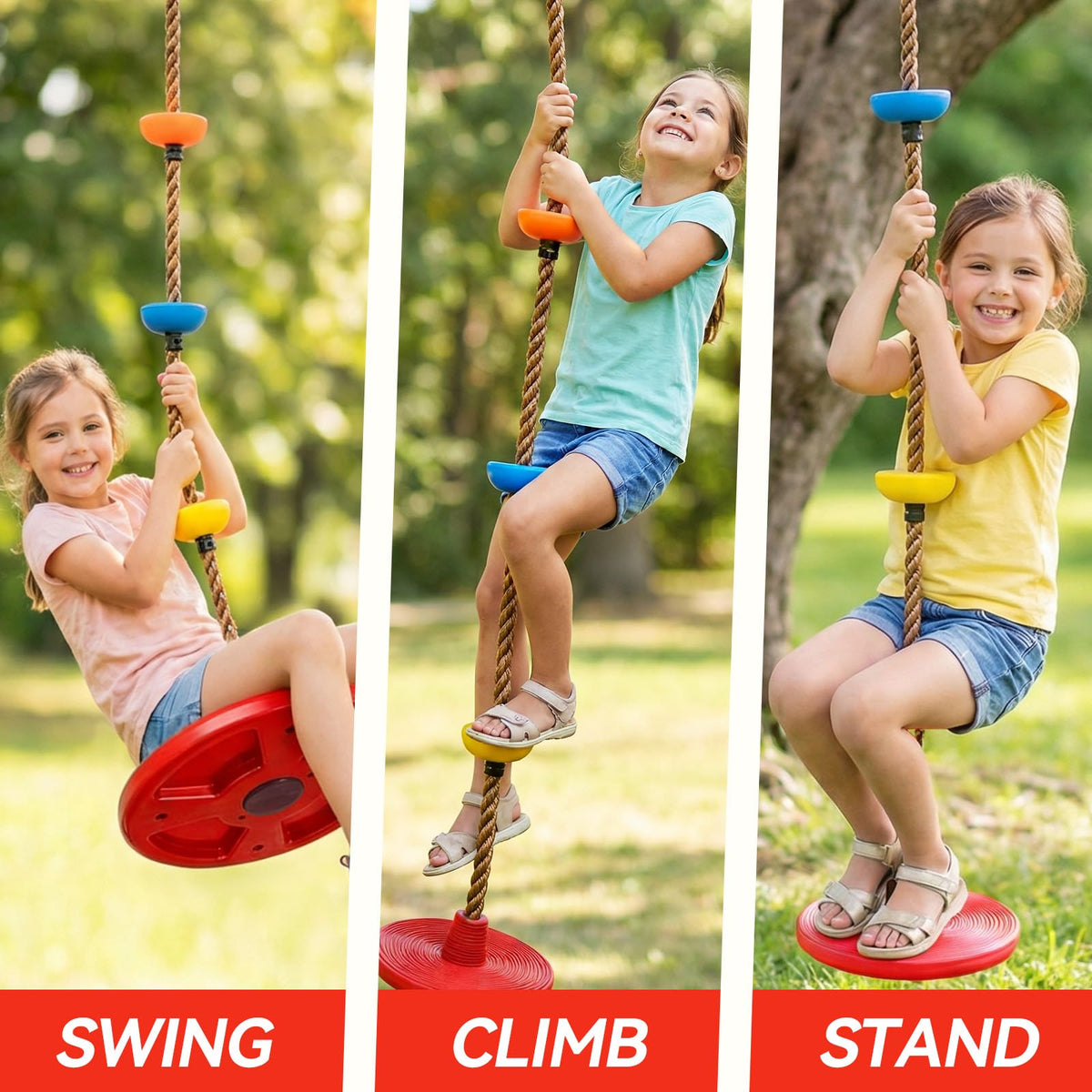 HeyZoo Tree Swing blue platform supports balanced movement during active play