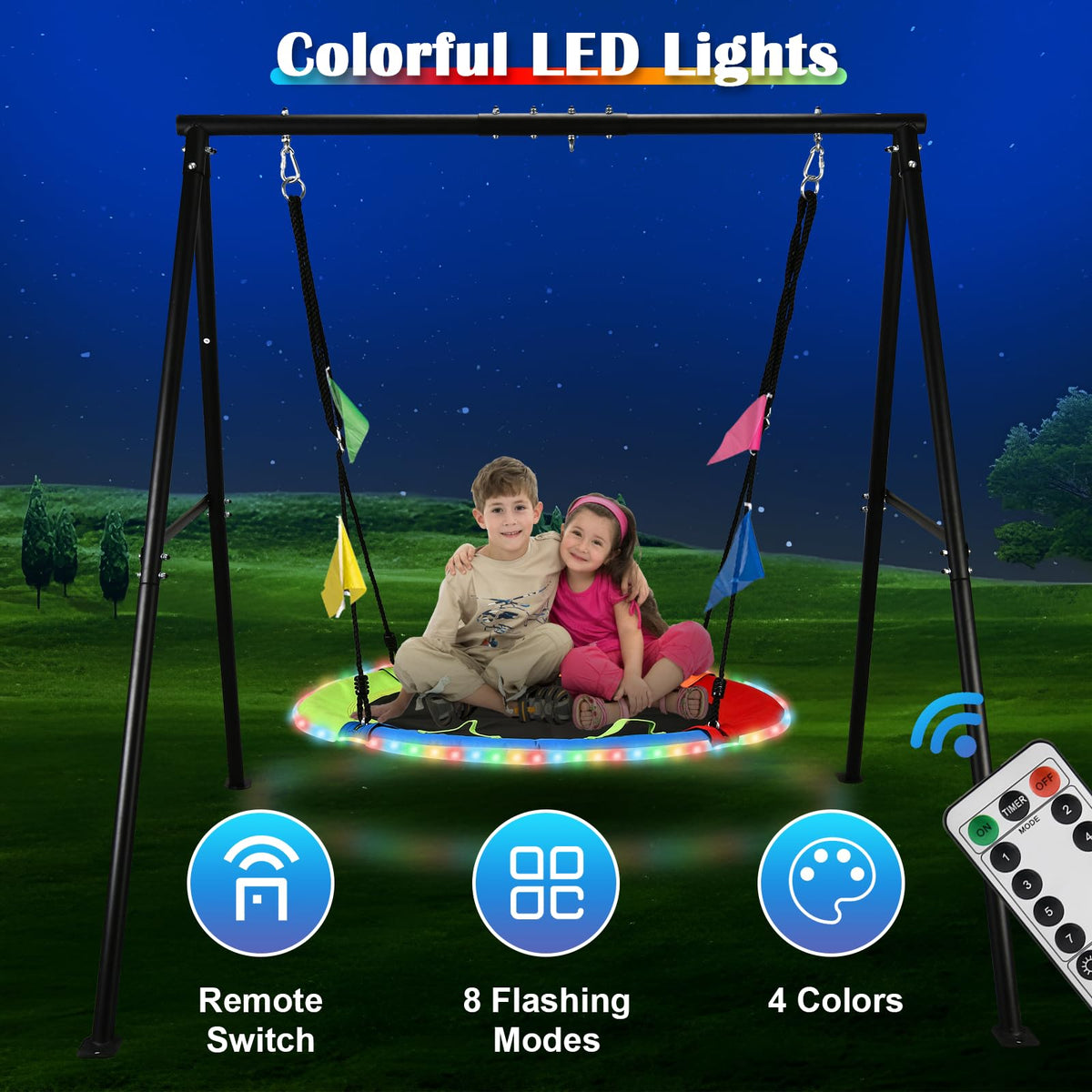 HeyZoo sturdy A-frame stand supports up to 440 lbs for safe family fun.