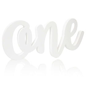 HGFC Wooden One Sign front view, clean photo backdrop for baby's first celebration.