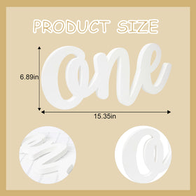 HGFC Wooden One Sign side view, sturdy stand for reusable party decor.