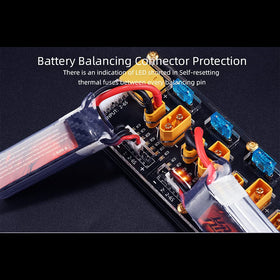 HGLRC balance-connector protection with LED indicators.