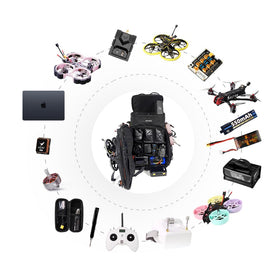 HGLRC FPV Drone Backpack open compartments reveal modular storage for gear