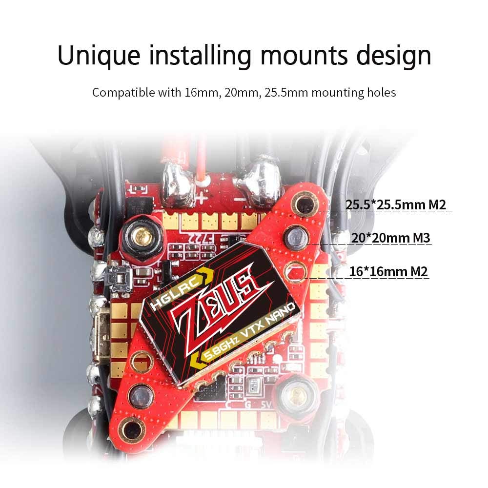 HGLRC Zeus350mW VTX easy-welding design simplifies setup for hobbyists and pros