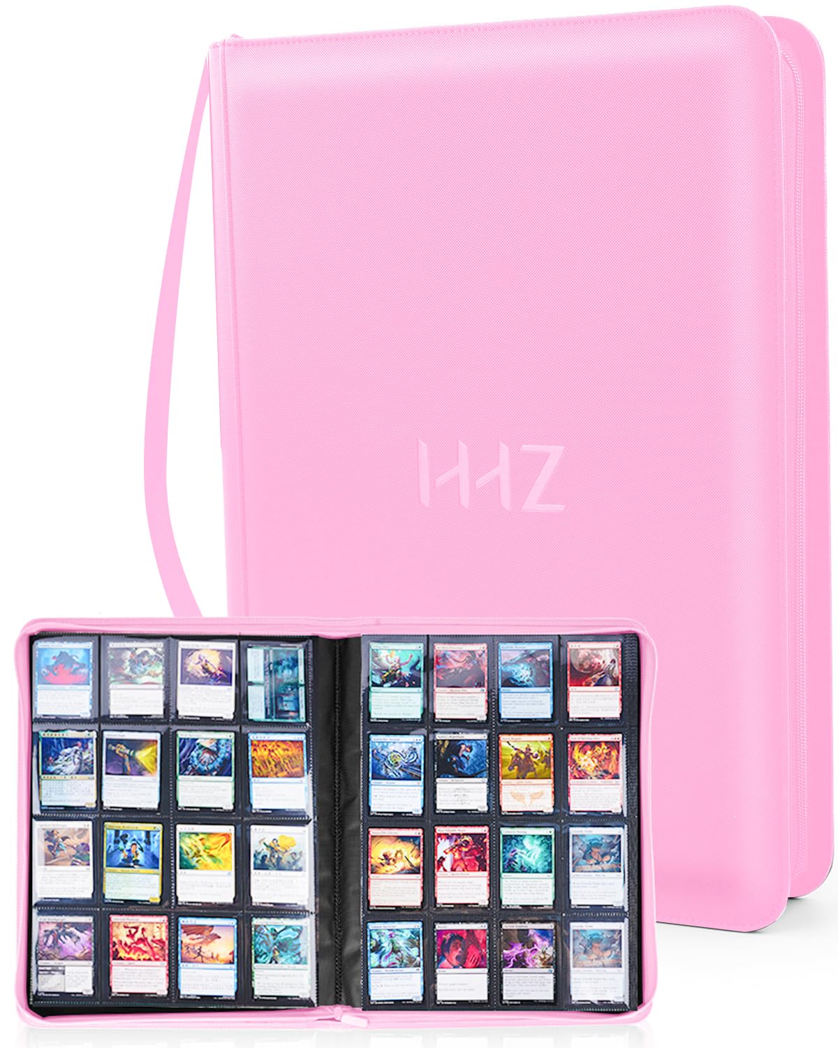 HHZ 16-pocket pink binder closed for stylish, portable card organization