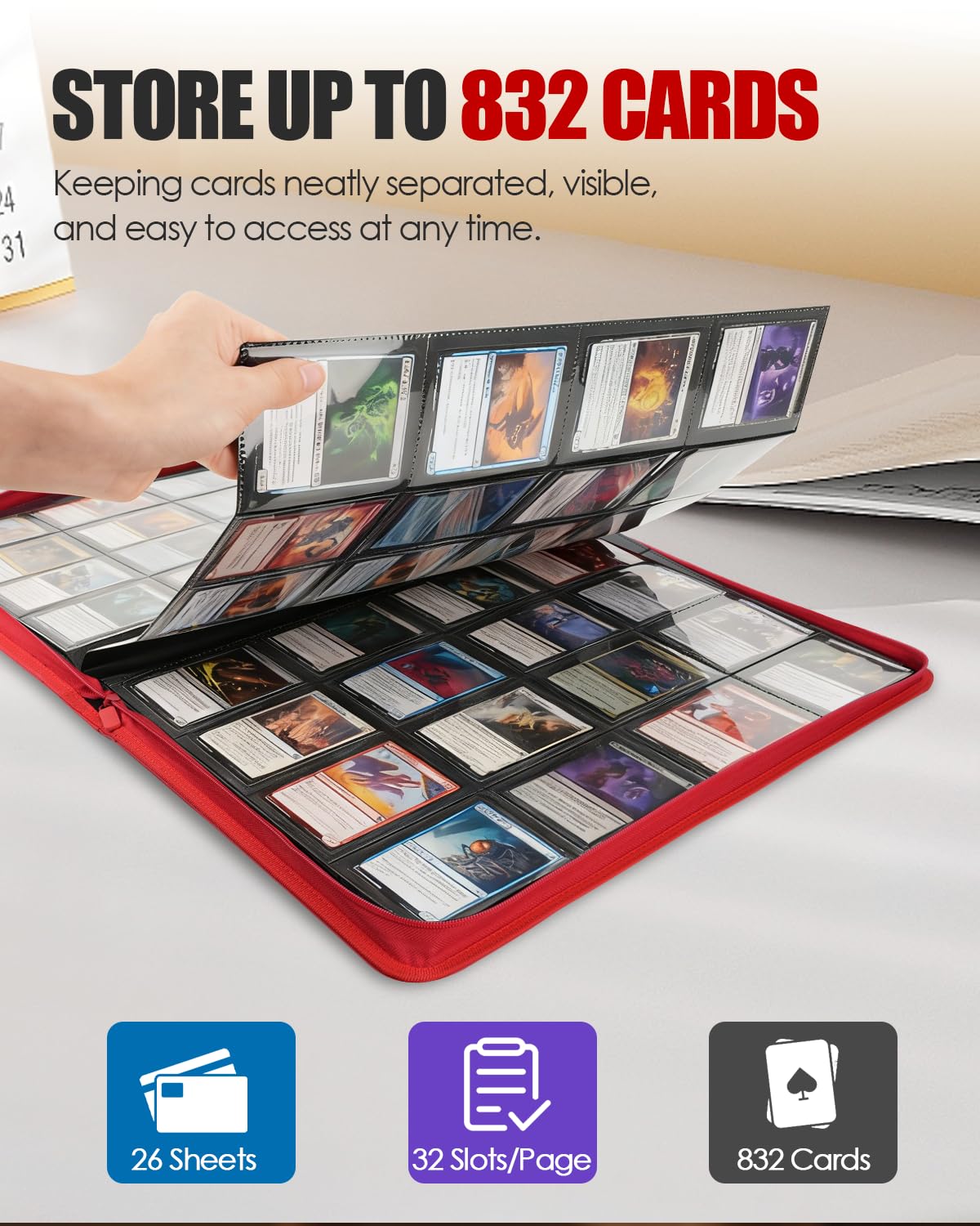 HHZ binder side-loading pockets keep cards secure during browsing