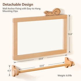 HI BABY MONMENT Wall-mount mirror saves floor space.