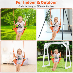 Hi-Na Kids Swing adjustable-height rope system adapts as children grow.