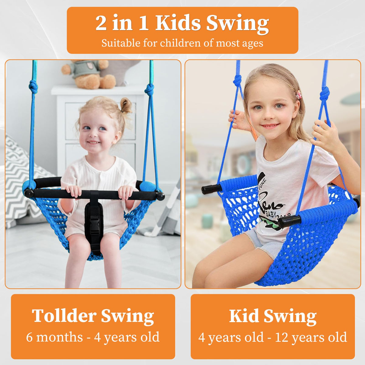 Hi-Na adjustable rope swing enables custom height for growing kids