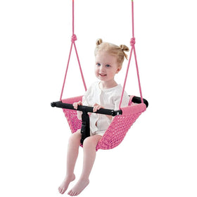 Hi-Na kids swing seat pink net for indoor and outdoor fun.
