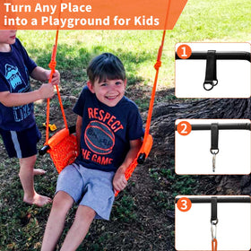 Hi-Na Kids Swing includes snap hooks and tree-straps kit for easy installation.