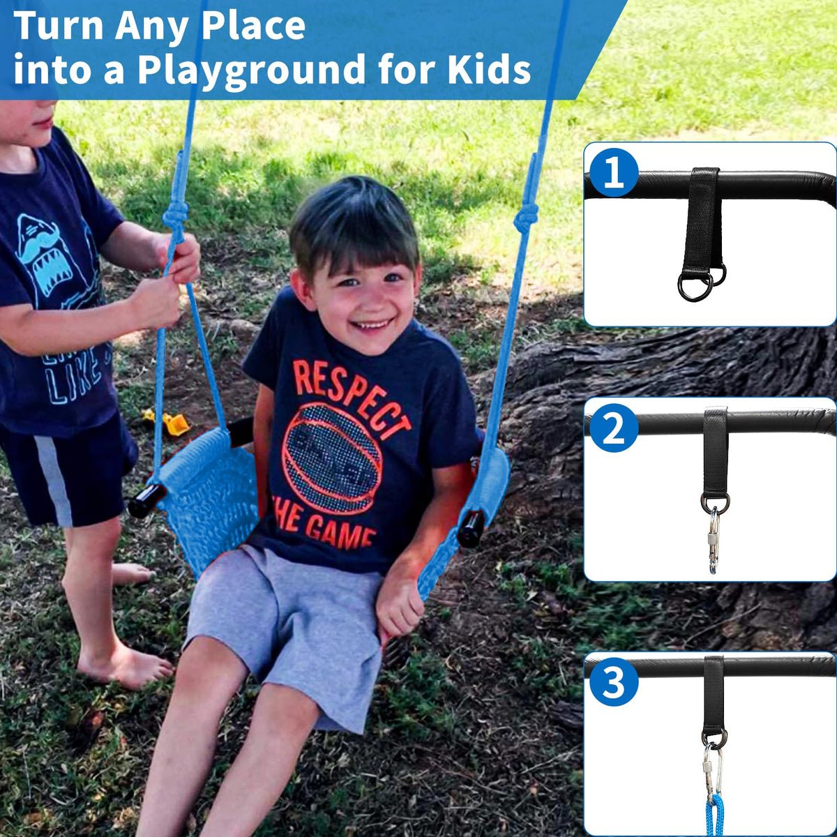 Hi-Na Kids Swing snap hooks and hardware for quick setup