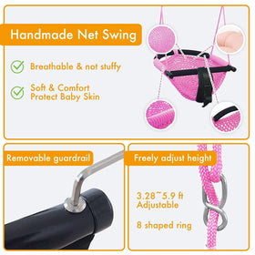 Hi-Na portable pink swing kit makes setup easy anywhere.