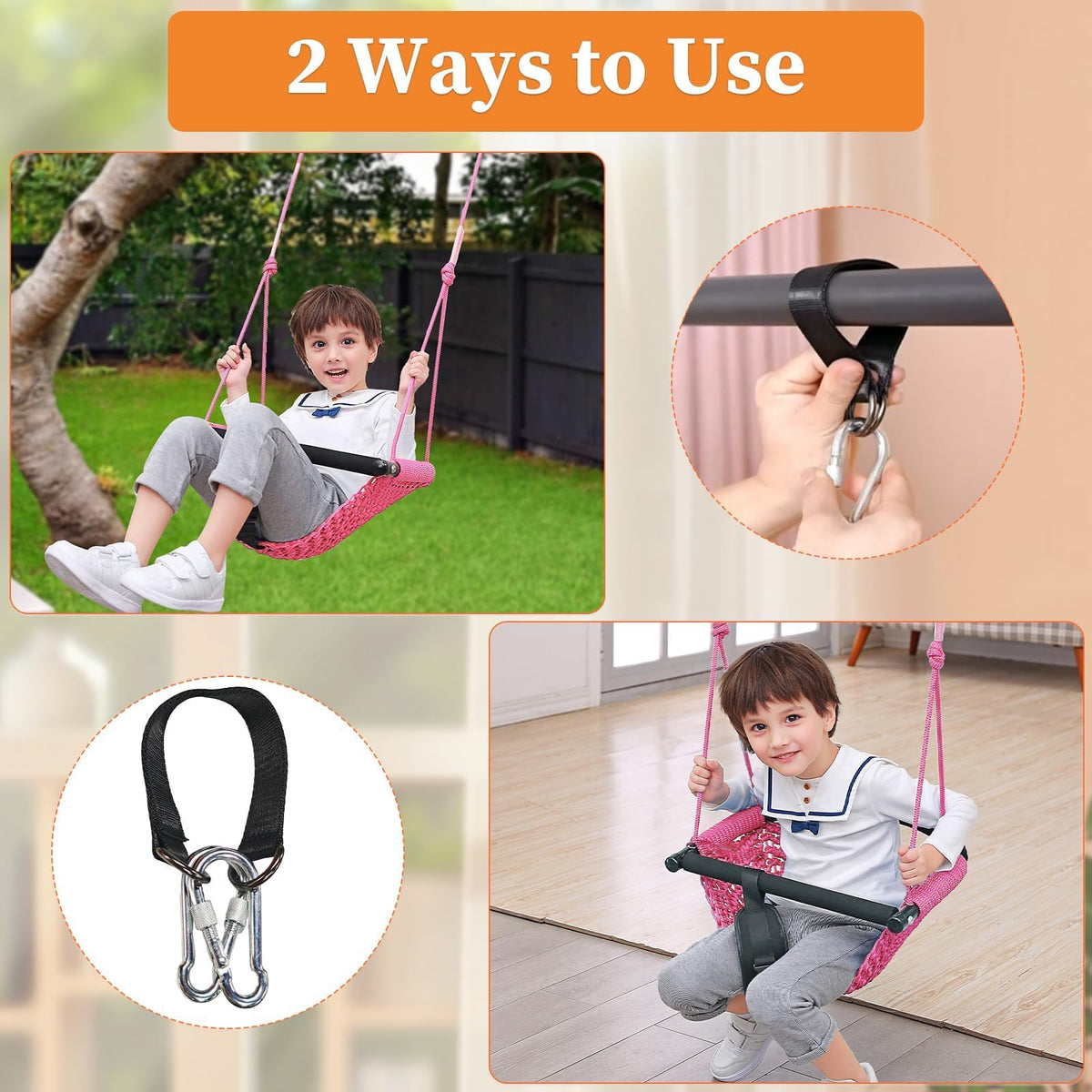 Hi-Na soft anti-collision strips protect children during swings.