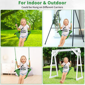 Soft-knit rope close-up shows durable, breathable seating material.