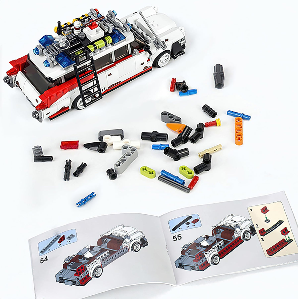 HI-REEKE Buster ECTO-1 brick model car reflects a movie-inspired design
