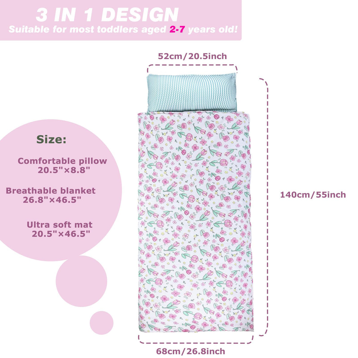 Hi Sprout nap mat with buckles and handle for quick carry.