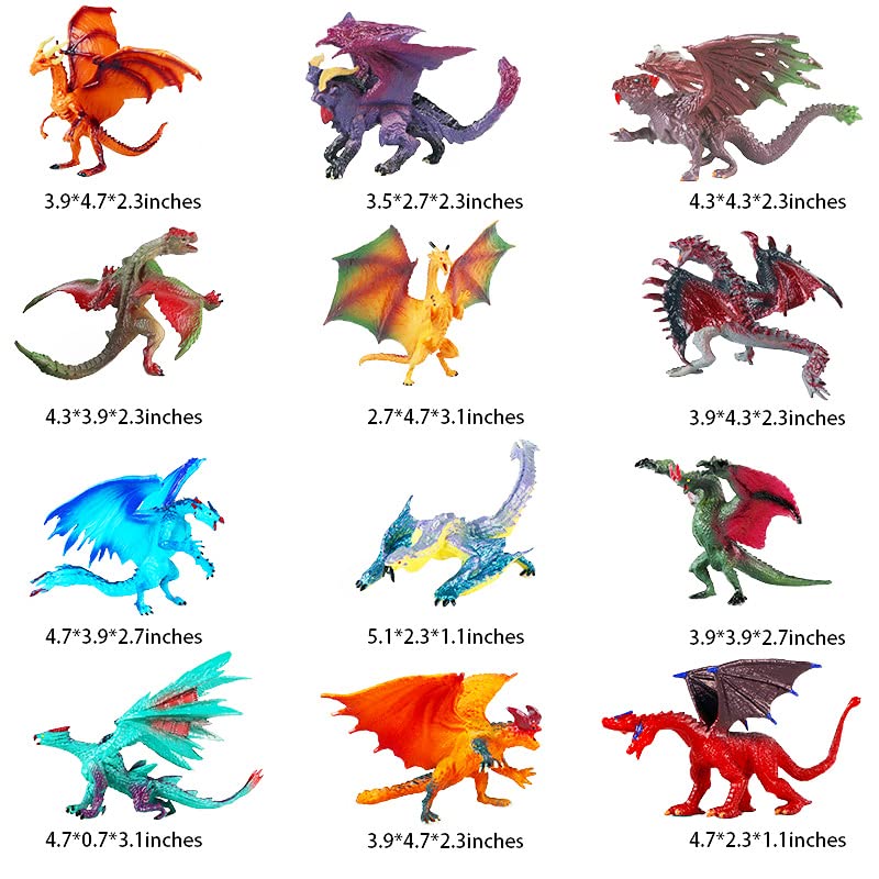 Hiawbon hand-painted dragon models 3-inch for shelves and landscape accents