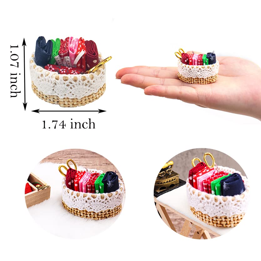 Hiawbon 1:12 miniature sewing house scene enhances collectible displays.