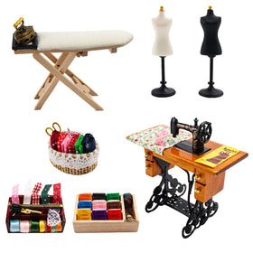 Hiawbon vintage sewing machine in 1:12 scale for detailed dollhouse displays.