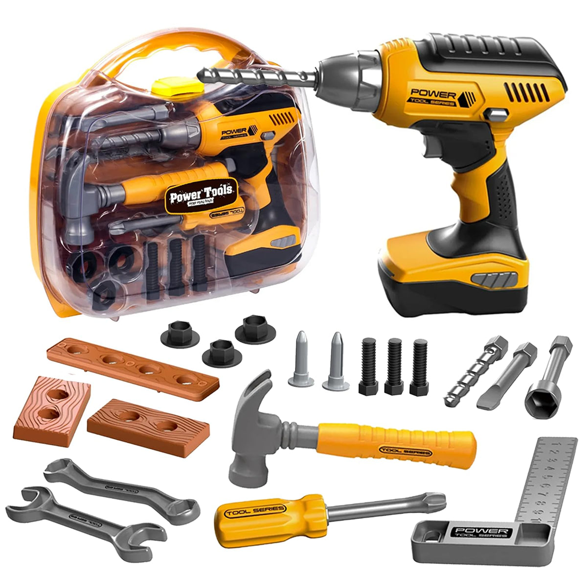 Hibility Kids Tool Set with battery-powered drill inspires imaginative construction play for toddlers.