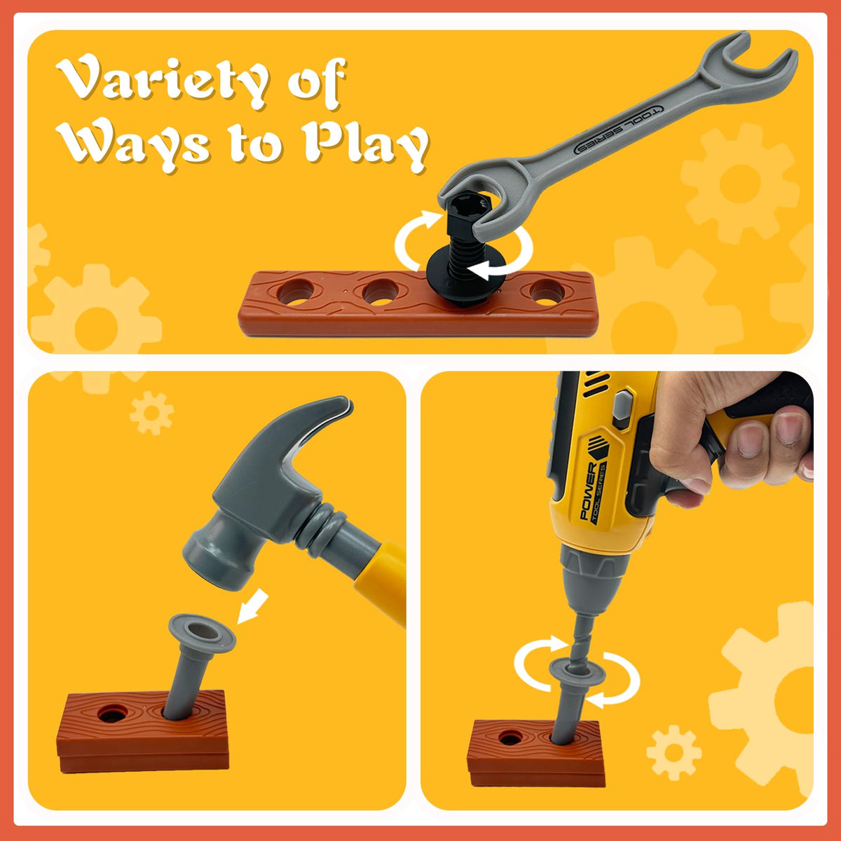 Hibility toy hammer with safe rounded edges supports gentle knocking and motor skills.