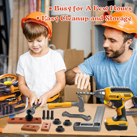 Hibility wood blocks and drill bits offer hands-on learning through safe play.
