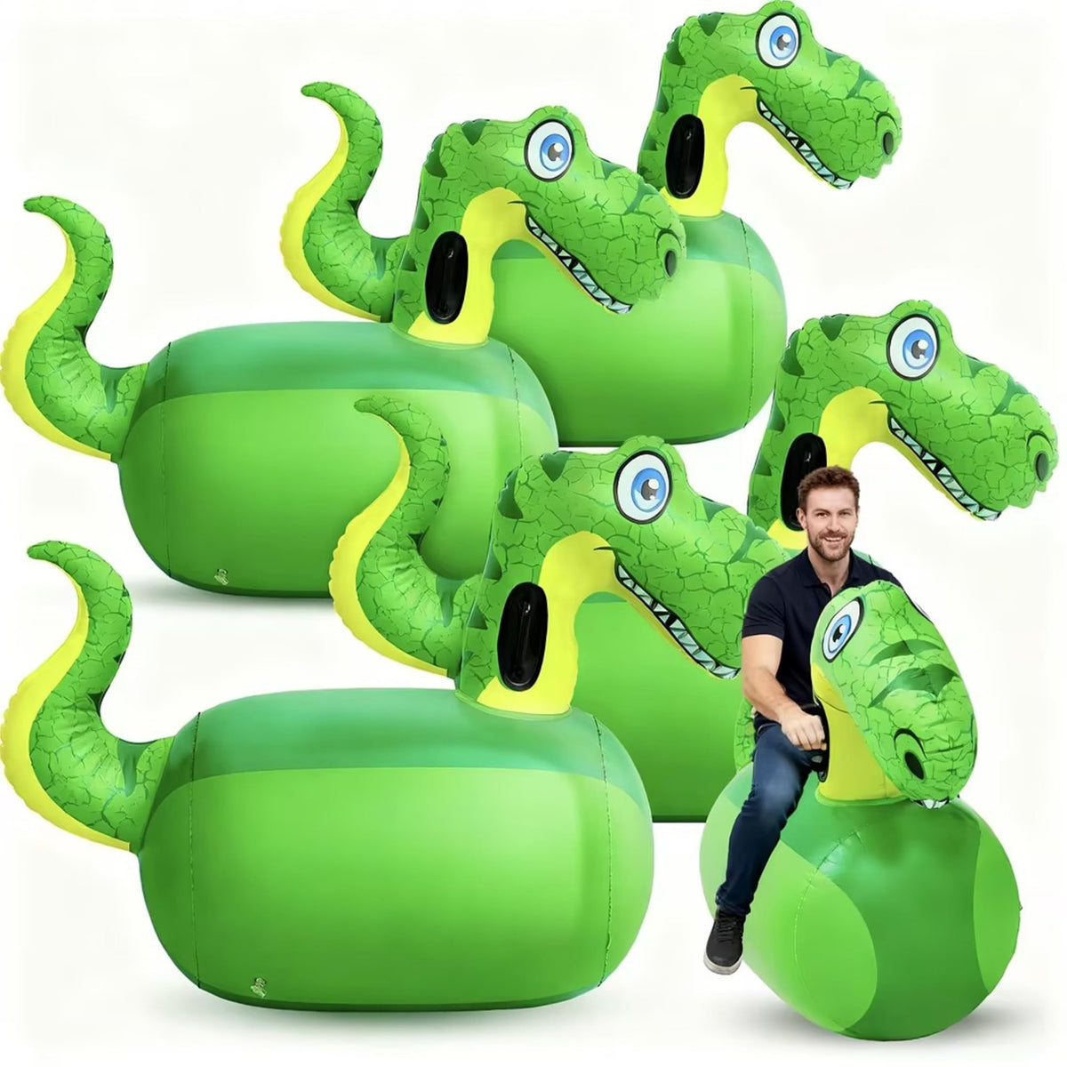 Hiboom dinosaur bouncer 51-inch ride-on toy, spacious indoors and outdoors.
