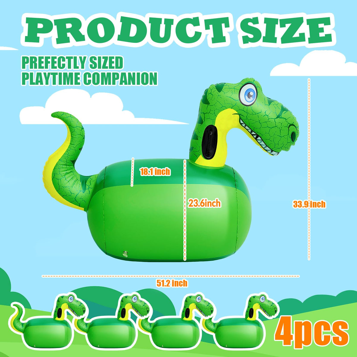 Hiboom giant dinosaur hopper with easy handles for kids' grip.