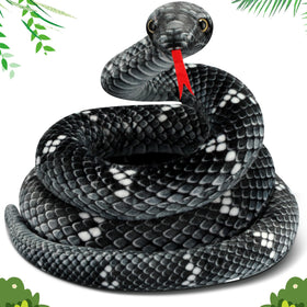 Hiboom giant snake plush showcases a lifelike coiled posture for dramatic decor