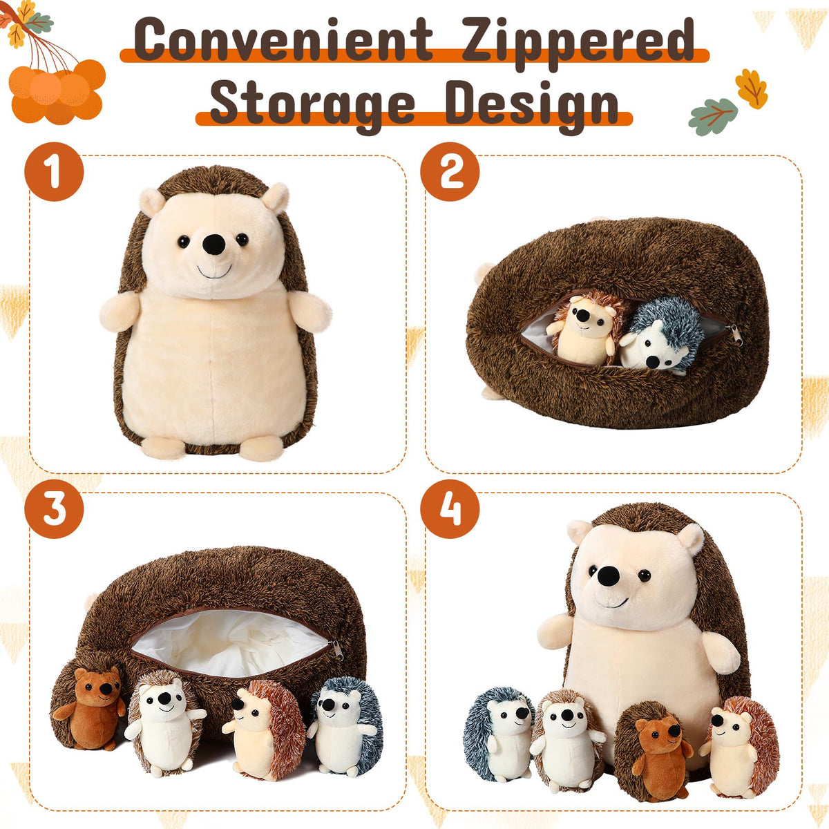 Hiboom Hedgehog baby plush 4 inch, soft fabric for bedtime companions