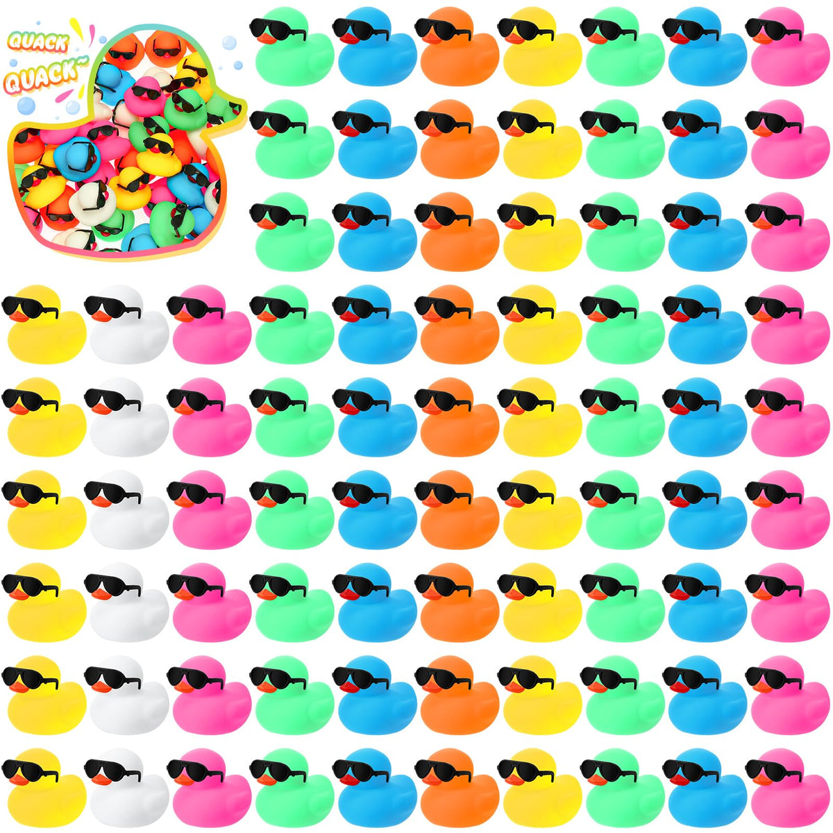 Hiboom mini ducks with sunglasses floating for bath time fun