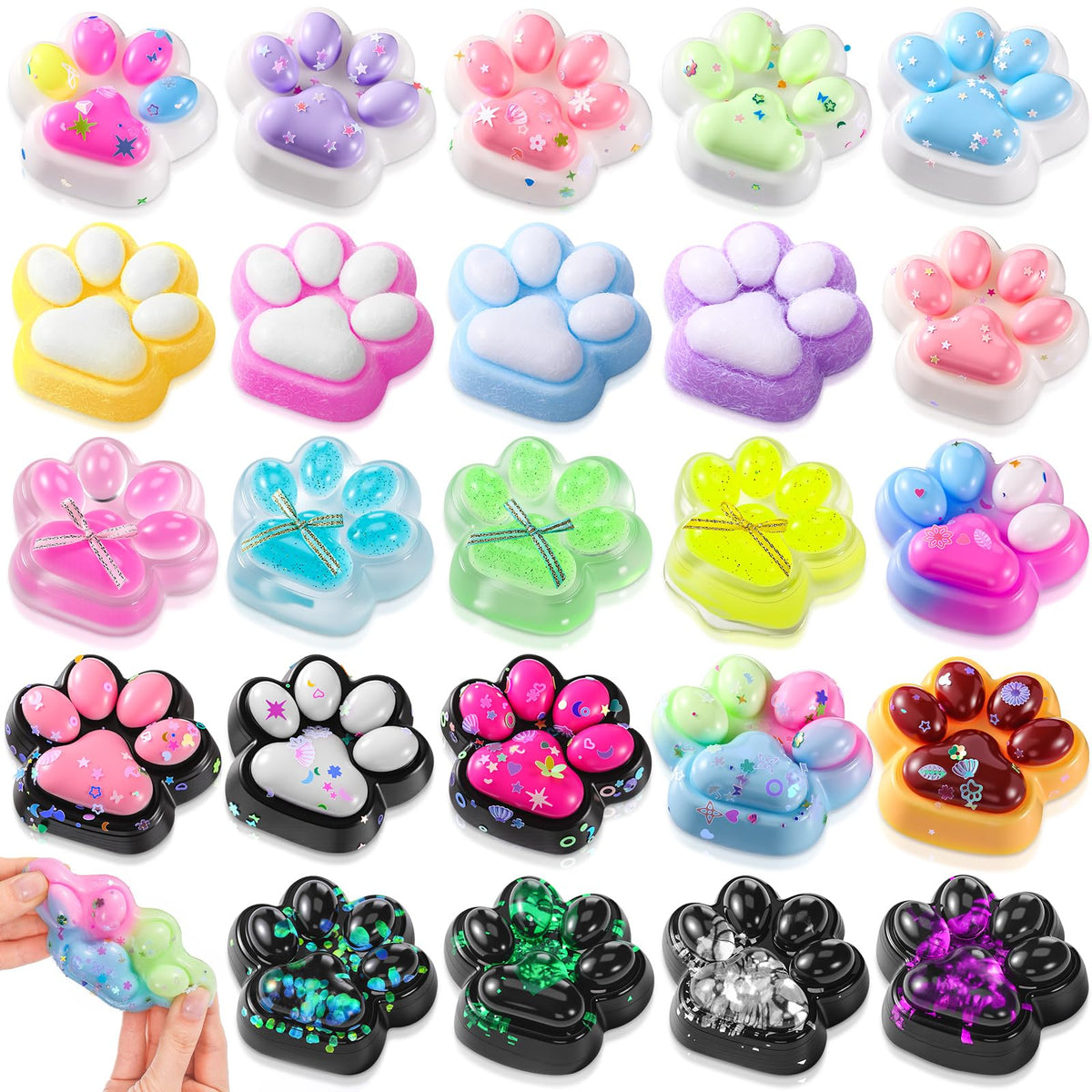 Hiboom taba squeeze cat paw 24-pack for on-the-go stress relief.