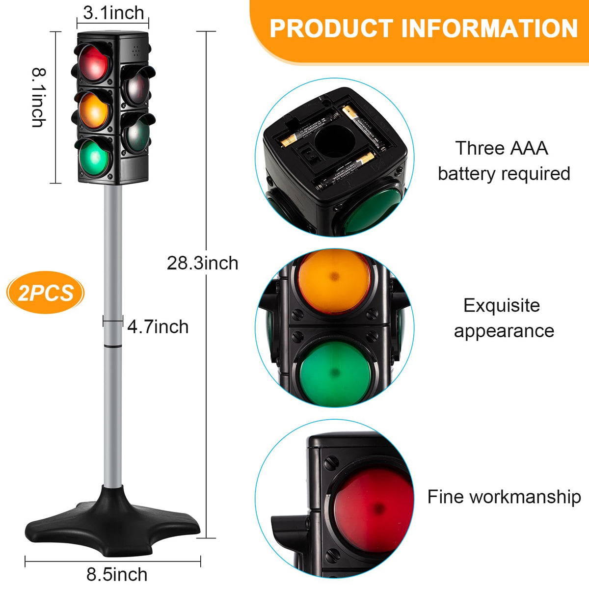 Hiboom traffic light toy back view highlights sturdy plastic construction and durability