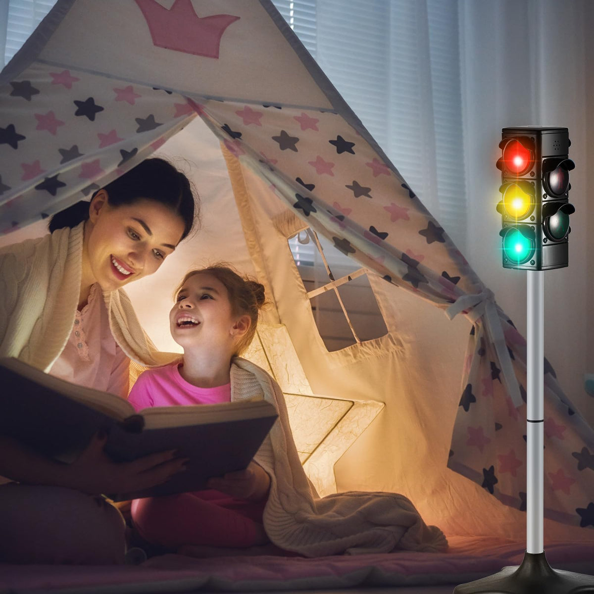 Hiboom traffic light toy birthday décor setup adds playful educational value